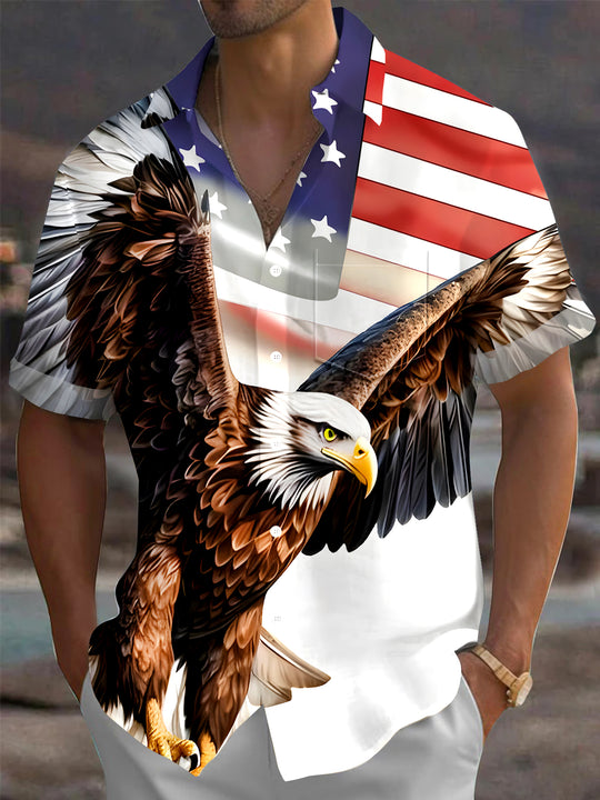 men's eagle print shirt front view Independence Day