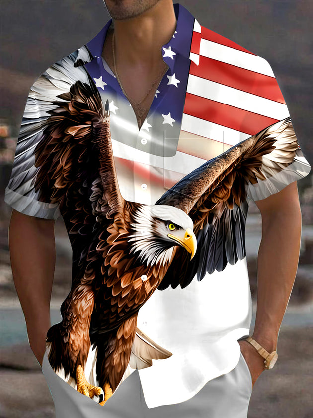 men's eagle print shirt front view Independence Day