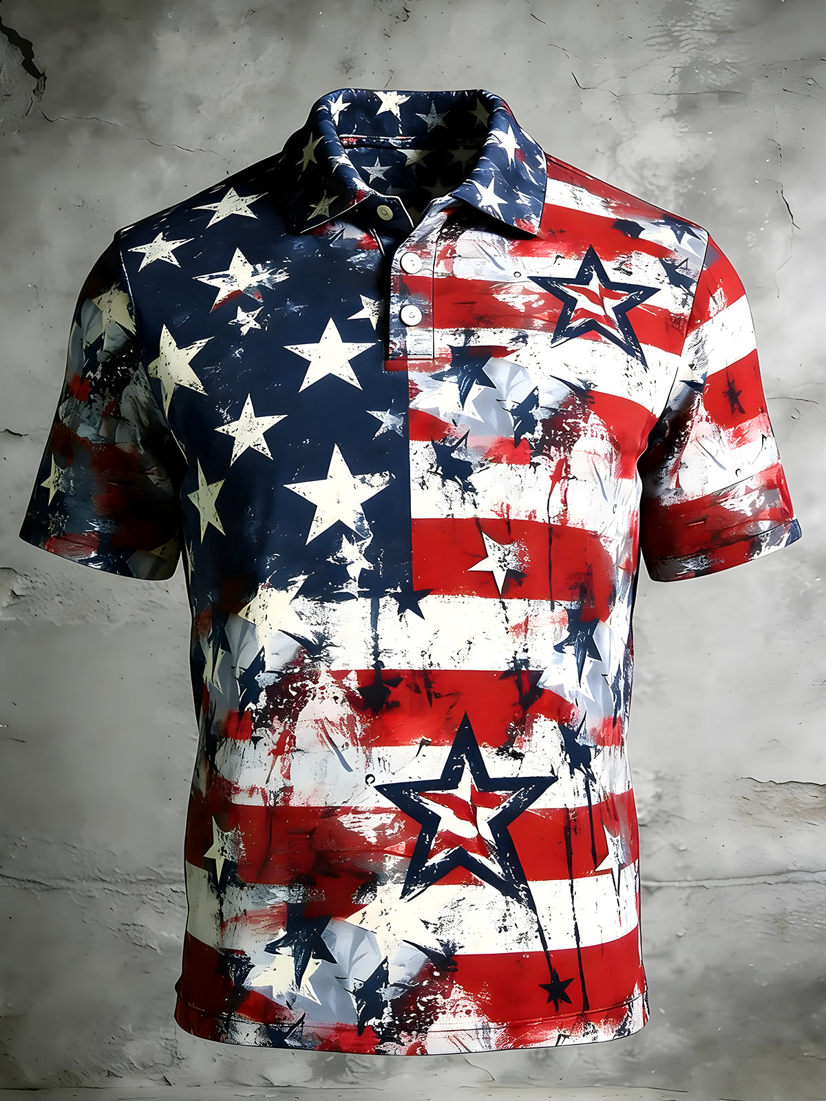 Independence Day Men's Short Sleeve Button Polo Shirt