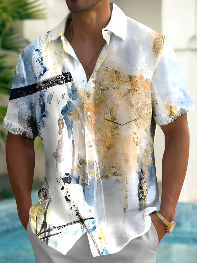 men's abstract print shirt front view