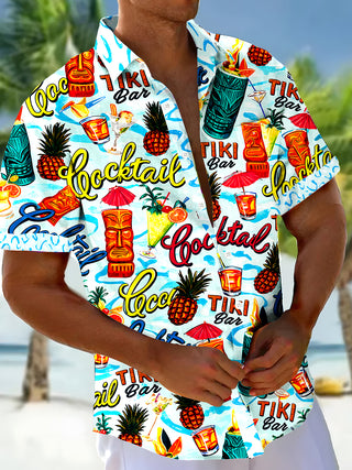 men's Hawaiian shirt front view tropical beach vacation