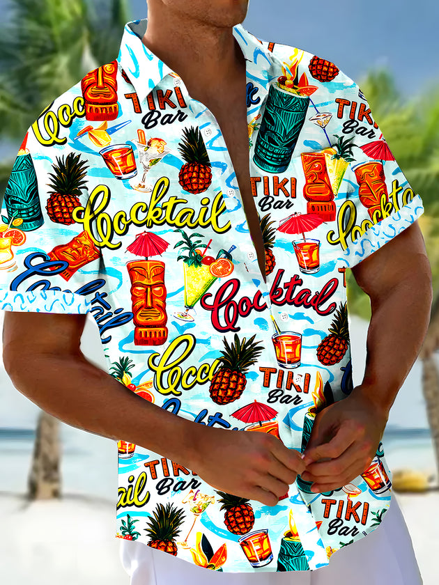 men's Hawaiian shirt front view tropical beach vacation