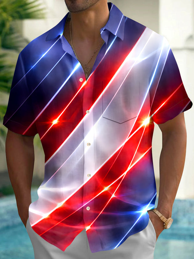Independence Day Abstract Men's Pocket Short Sleeve Shirts
