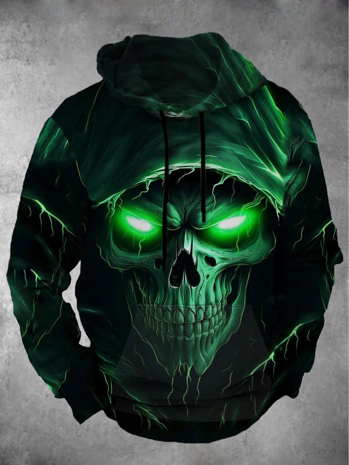 Skull Long Sleeve Hooded Pocket Men's Top