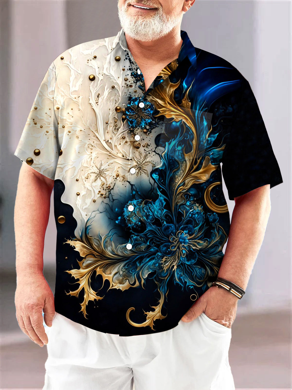 Big Size Abstract Men's Shirts With Pocket