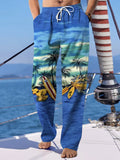 Coconut Tree Men's Casual Elastic Waist Pants