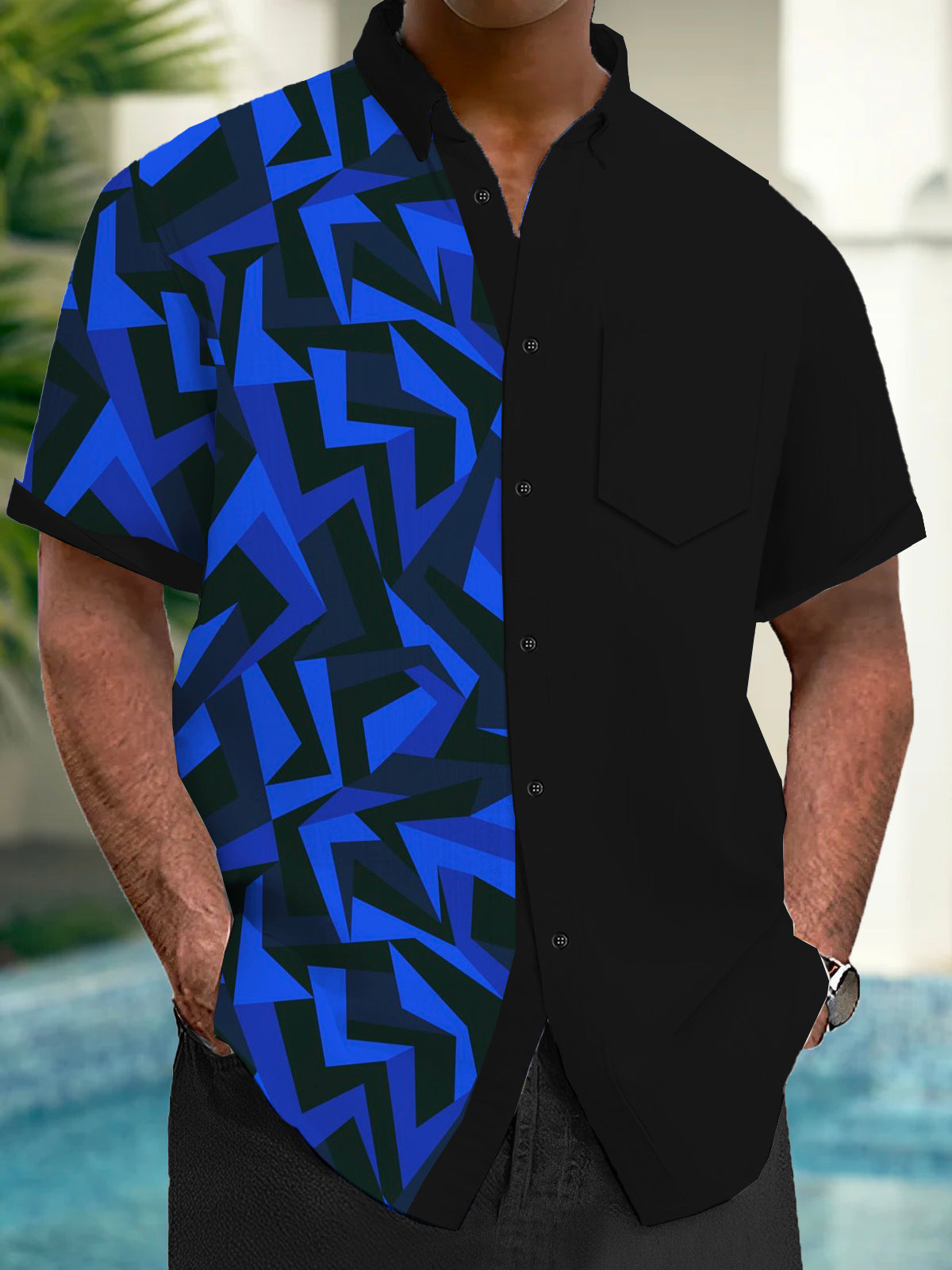 Art Hawaiian Casual Retro Short Sleeve Men's Shirts With Pocket