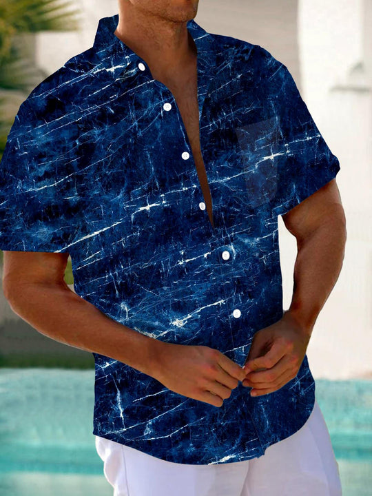 men abstract print short sleeve shirt front view