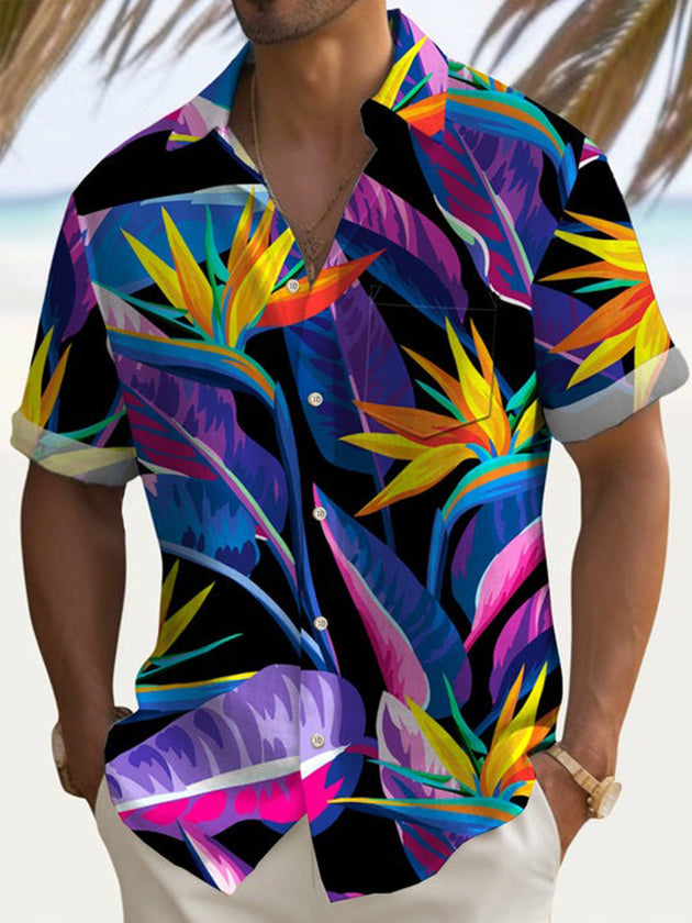 men's Hawaiian shirt front view tropical beach vacation