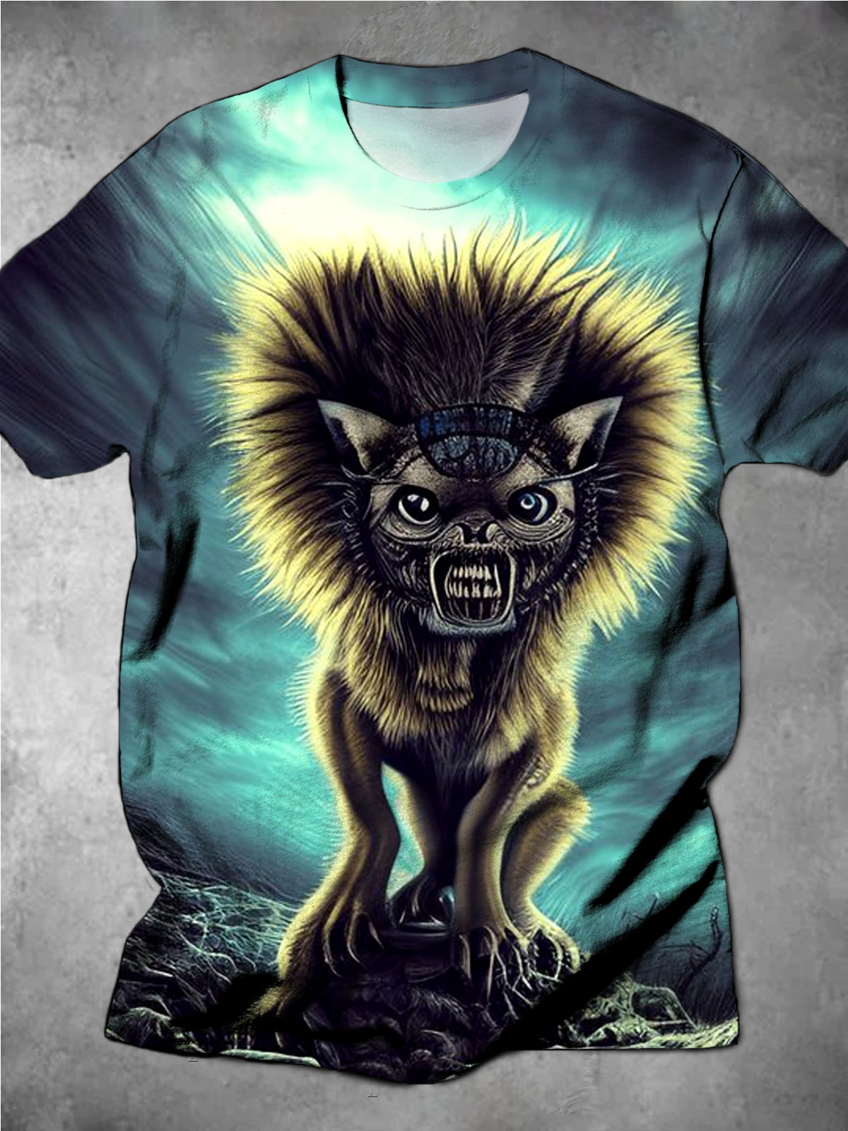 Lion Round Neck Short Sleeve Men's T-shirt