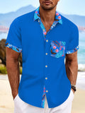 Plant Leaf Flower print Short Sleeve Men's Shirts With Pocket