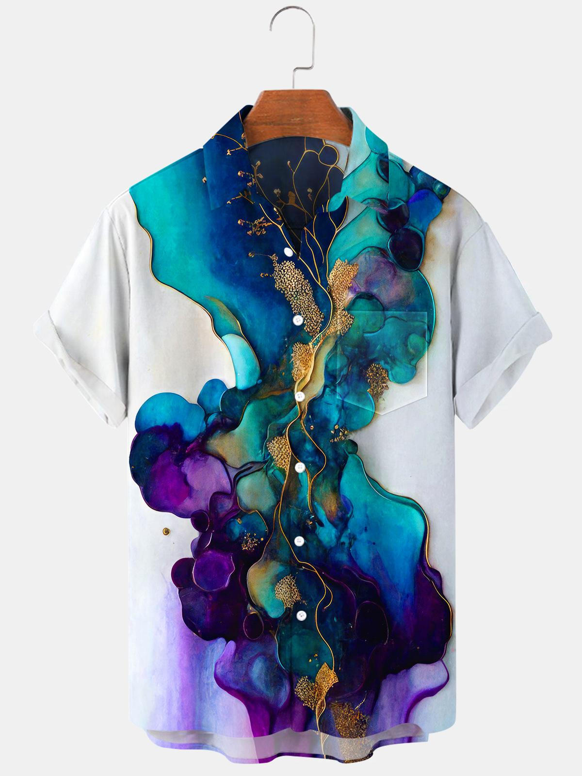 Abstract Men's Shirts With Pocket