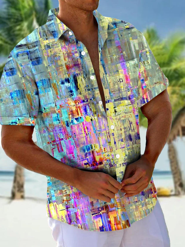 men's abstract print shirt front view