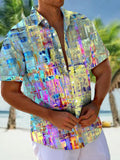 Abstract Gradient Short Sleeve Men's Shirts With Pocket