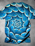 Fish Print Round Neck Short Sleeve Men's T-shirt