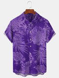 Tropical Plants Hawaiian Casual Short Sleeve Men's Shirts With Pocket