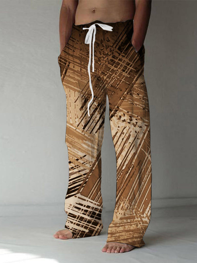 Abstract Print Men's Casual Elastic Waist Pants – adaychic