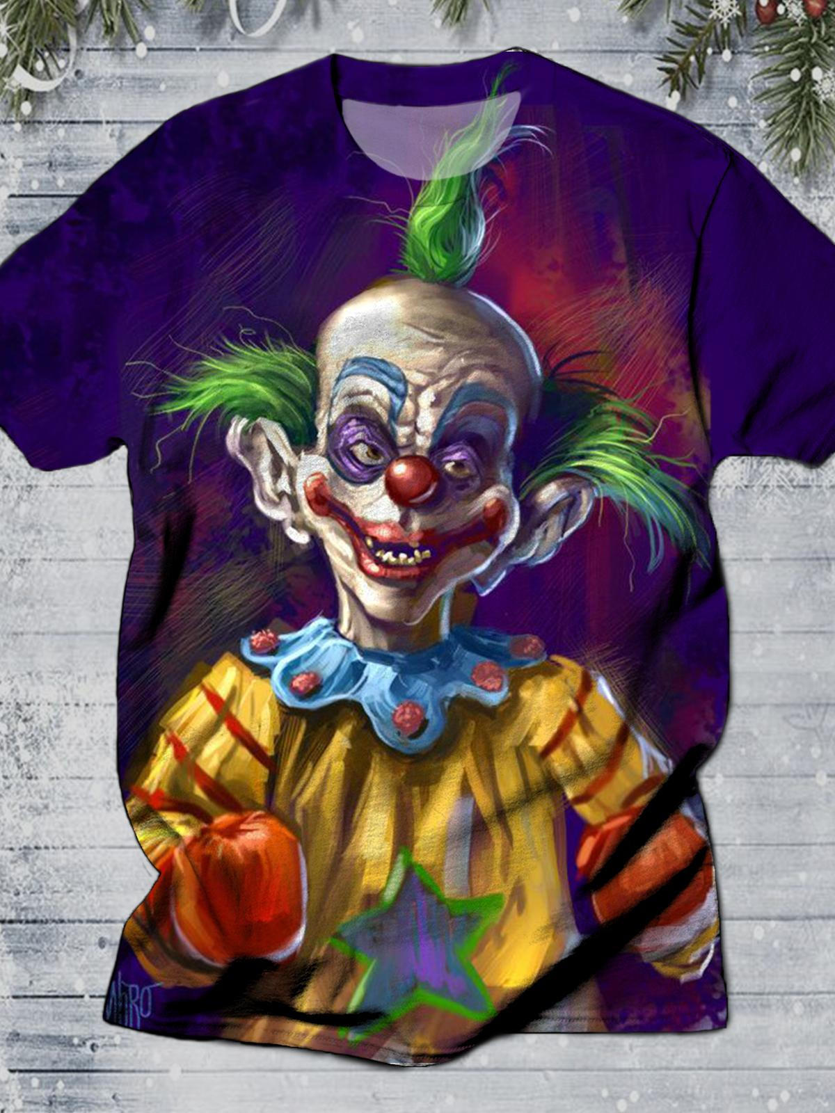 Joker Print Round Neck Short Sleeve Men's T-shirt