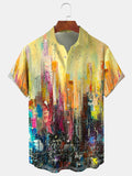 Art Hawaiian Casual Retro Short Sleeve Men's Shirts With Pocket