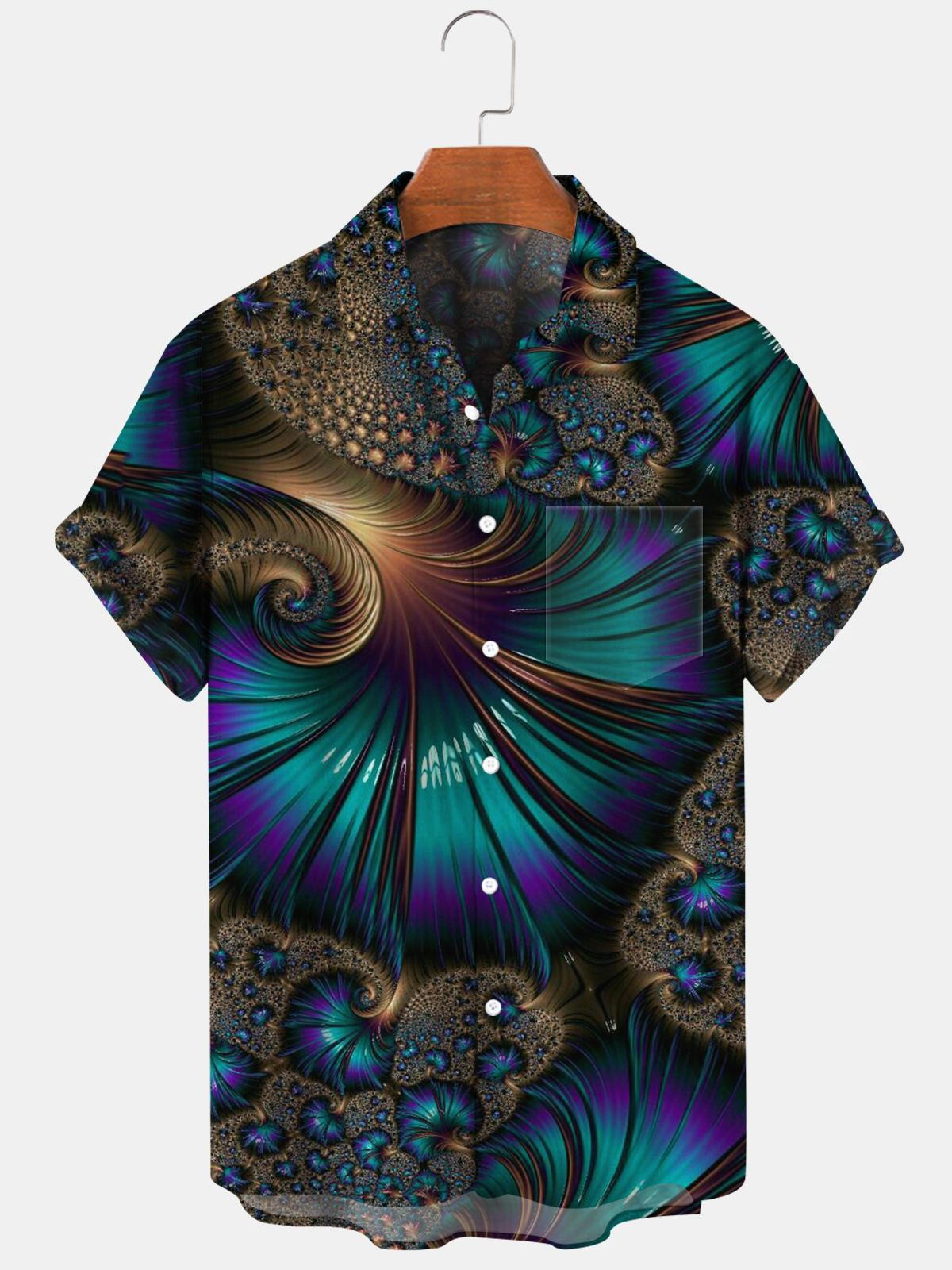 Abstract Men's Shirts With Pocket