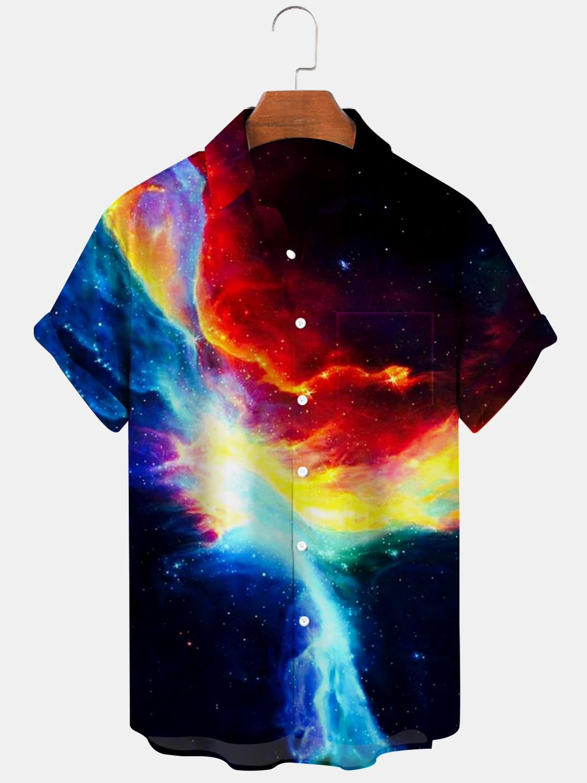 Abstract Gradient Print Men's Shirts With Pocket