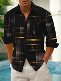 Art Hawaiian Casual Retro Long Sleeve Men's Shirts With Pocket