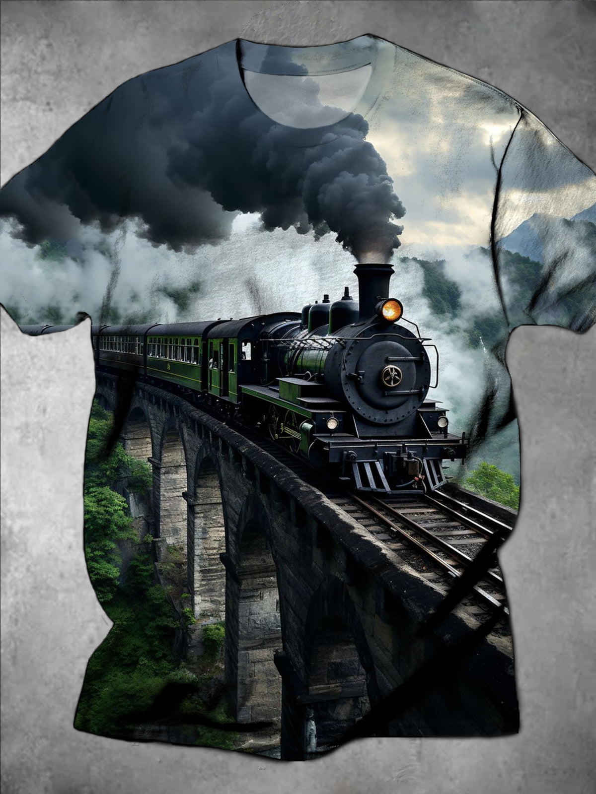 Train Round Neck Short Sleeve Men's T-shirt