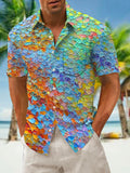 Art Hawaiian Casual Retro Short Sleeve Men's Shirts With Pocket