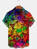 Abstract Short Sleeve Men's Shirts With Pocket