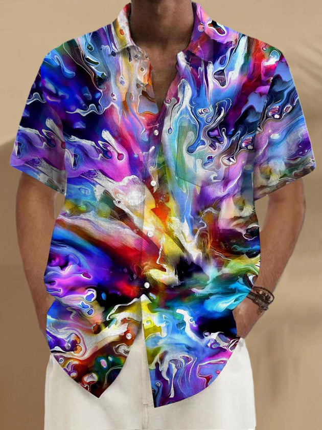 men's abstract print shirt front view