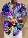 Abstract Short Sleeve Men's Shirts With Pocket