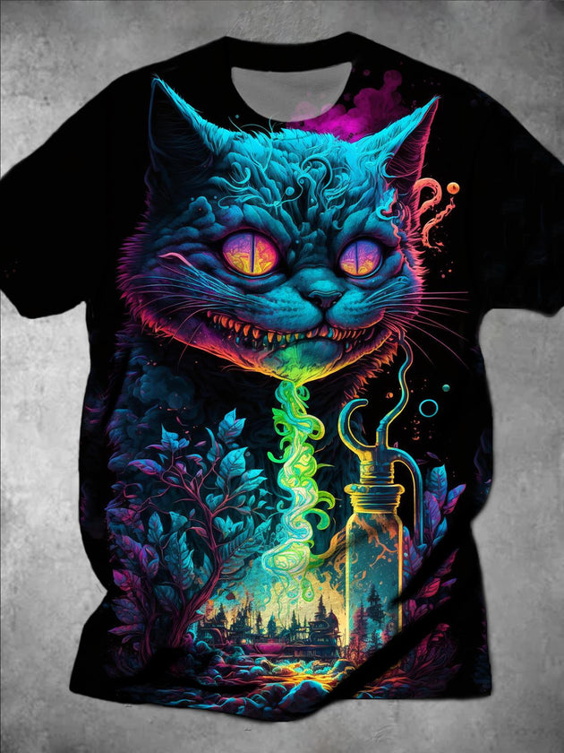 men's cat print shirt front view