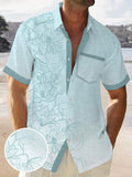 Linen Art Hawaiian Casual Retro Short Sleeve Men's Shirts With Pocket