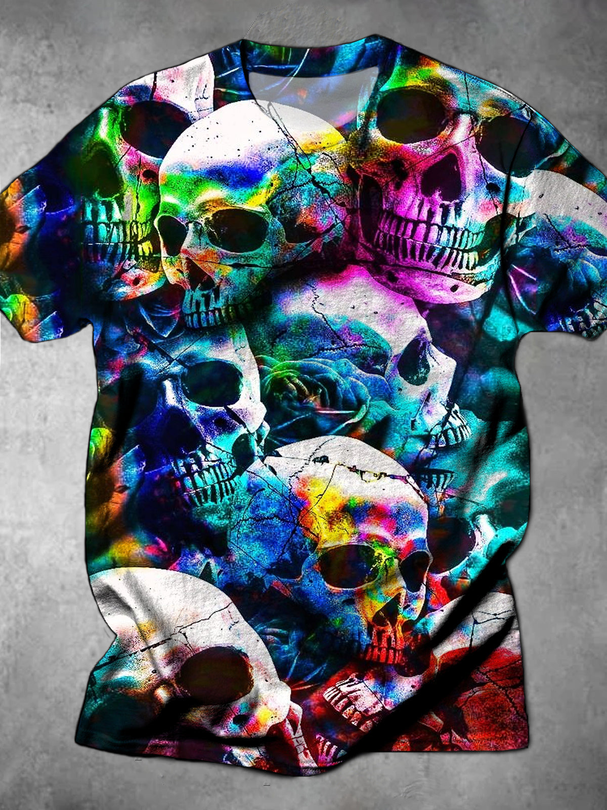 Skull Round Neck Short Sleeve Men's T-shirt