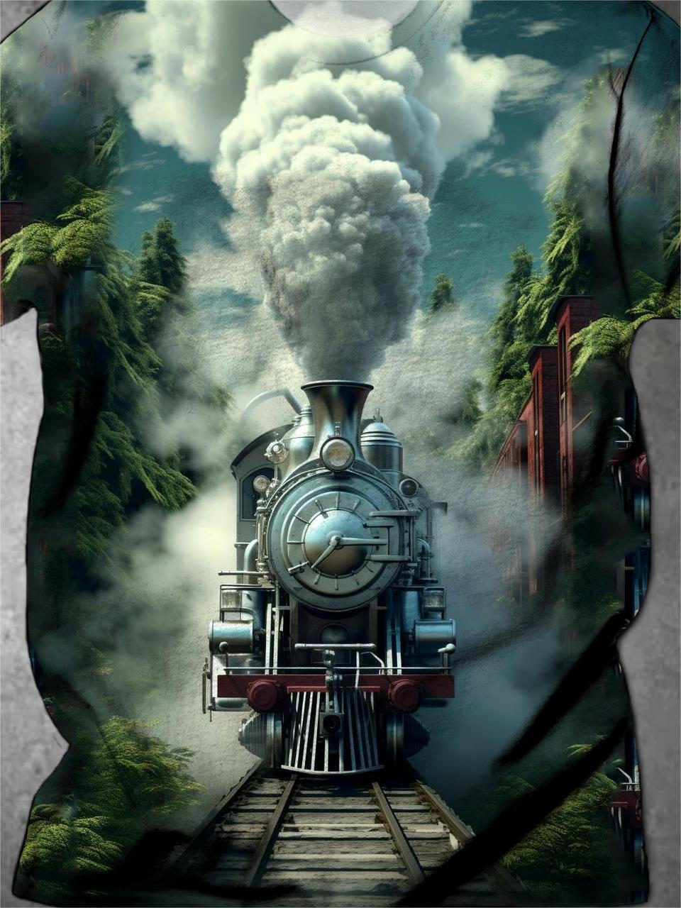 Train Round Neck Short Sleeve Men's T-shirt