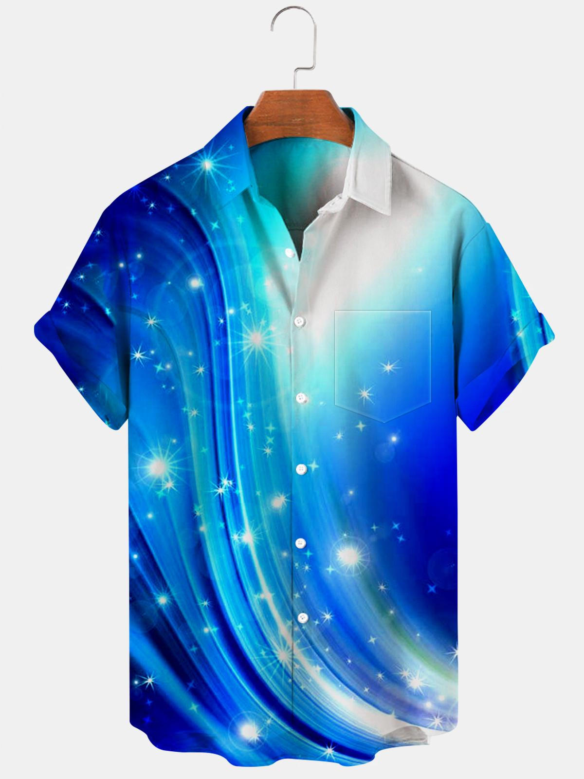 Casual Abstract Print Men's Shirts With Pocket