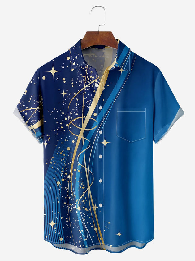 Men's abstract print short sleeve casual shirt front view