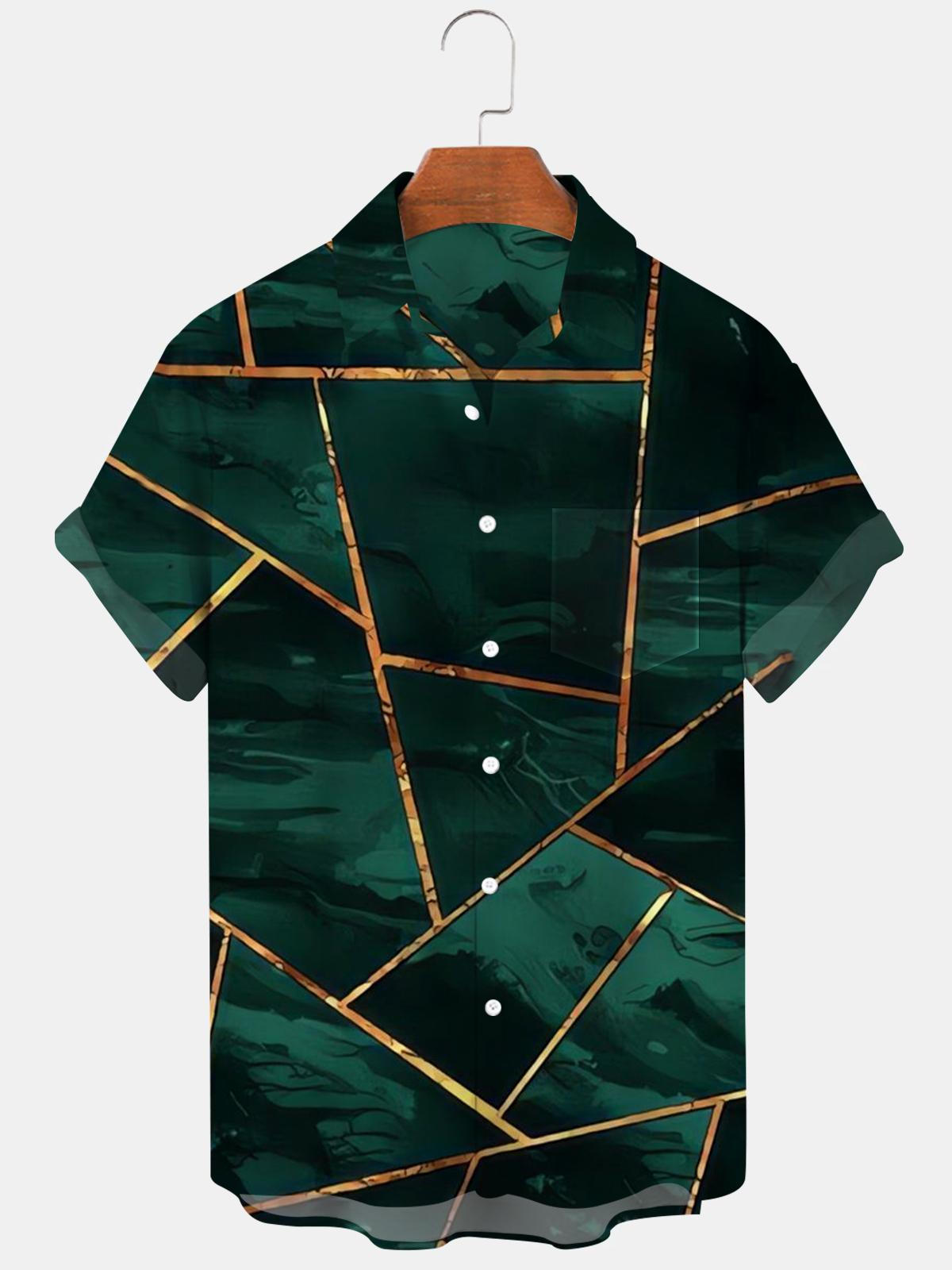 Abstract Men's Shirts With Pocket