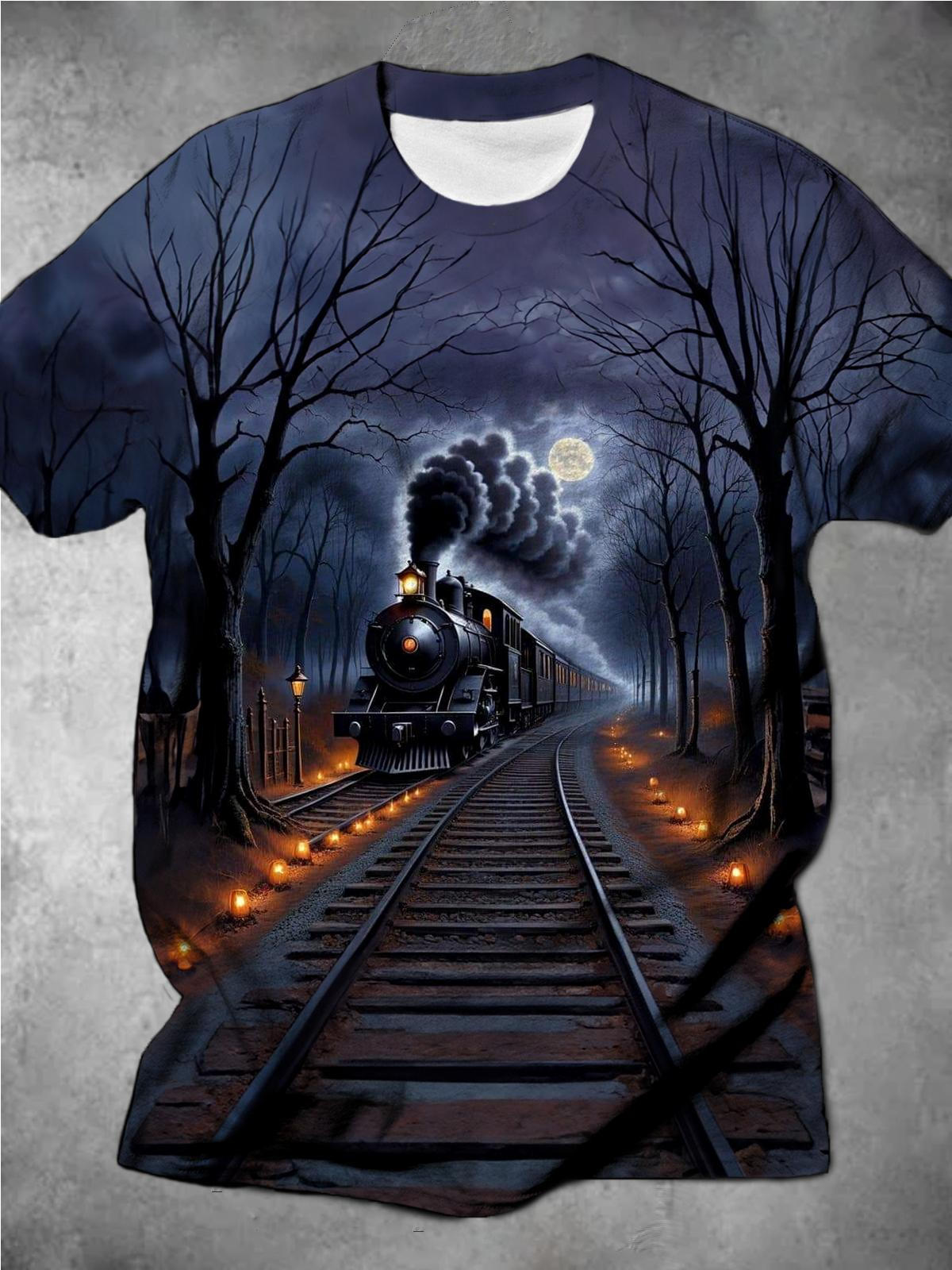 Train Round Neck Short Sleeve Men's T-shirt