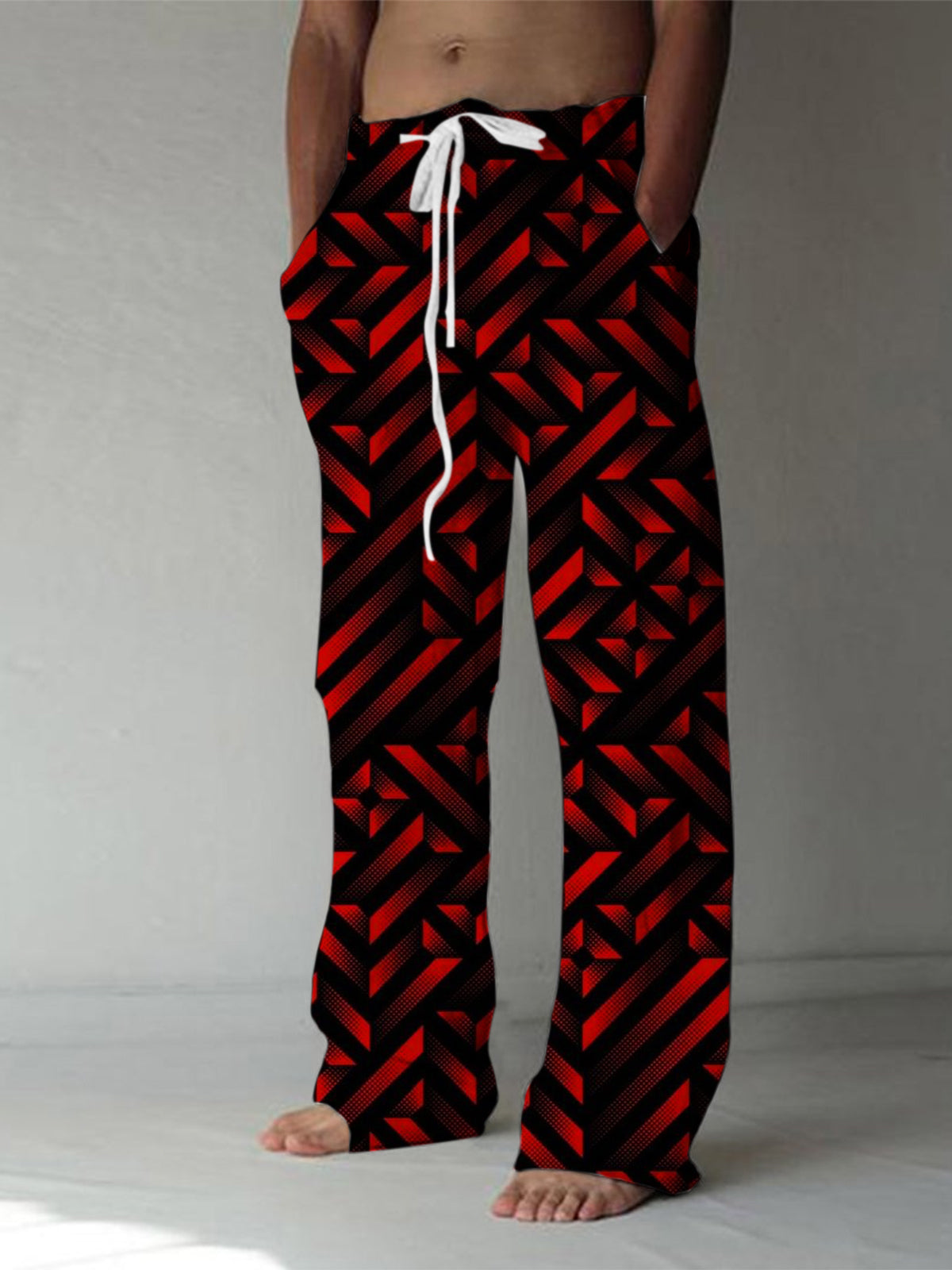 Geometric Print Men's Casual Elastic Waist Pants