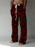 Geometric Print Men's Casual Elastic Waist Pants