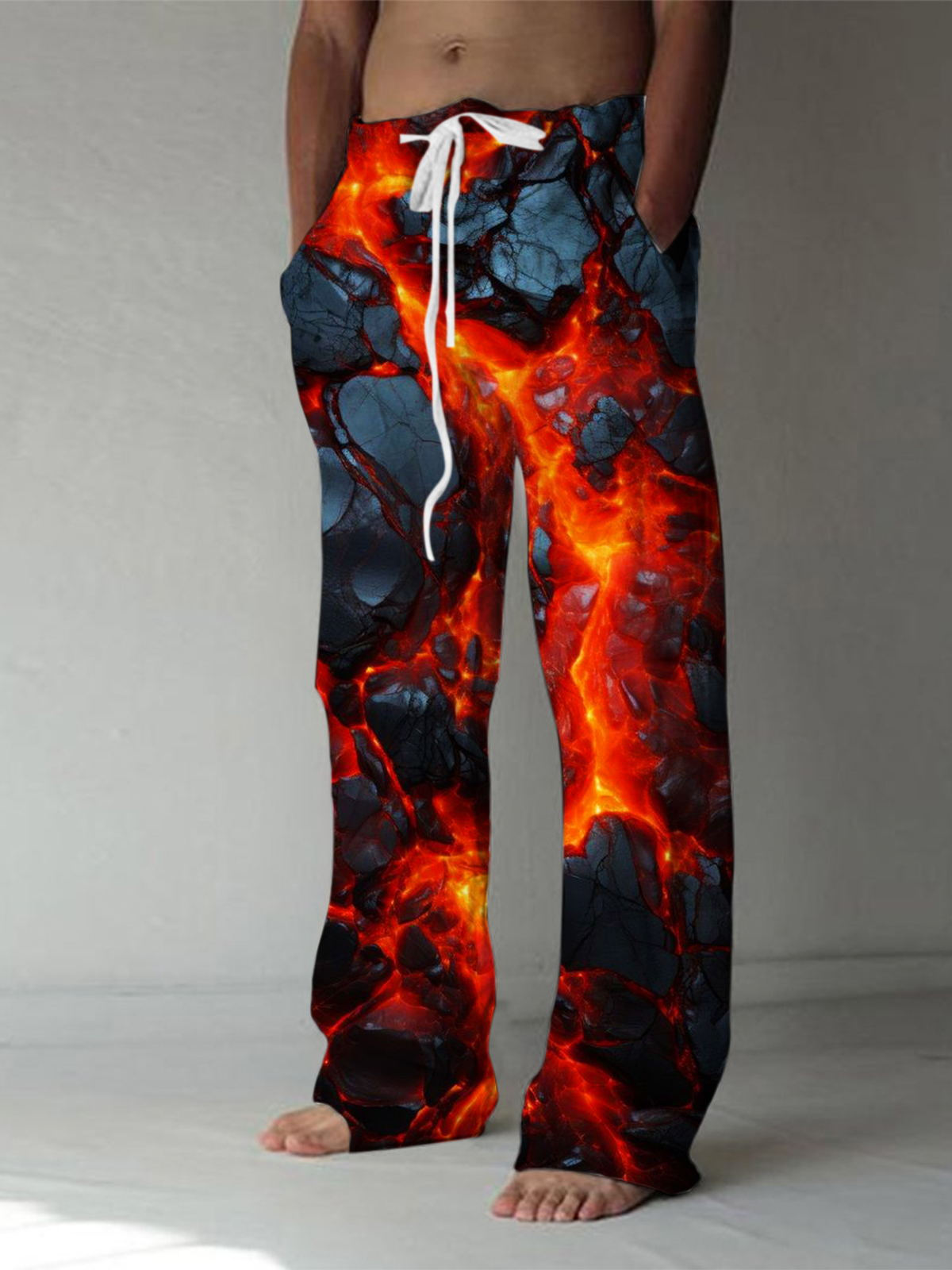 Abstract Print Men's Casual Elastic Waist Pants