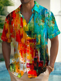 Art Hawaiian Casual Retro Short Sleeve Men's Shirts With Pocket