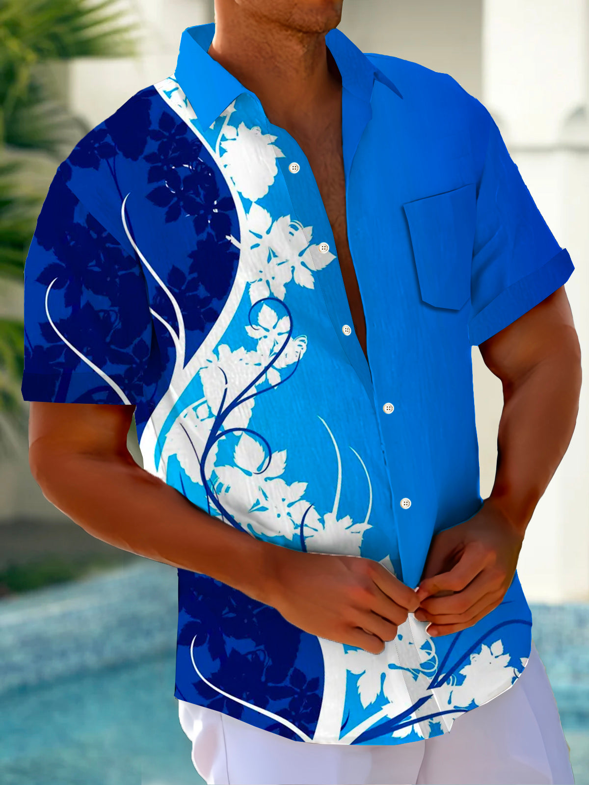 Art Hawaiian Casual Retro Short Sleeve Men's Shirts With Pocket