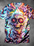 Skull Round Neck Short Sleeve Men's T-shirt