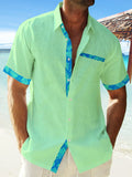 Hawaiian Leaf Short Sleeve Men's Shirts With Pocket