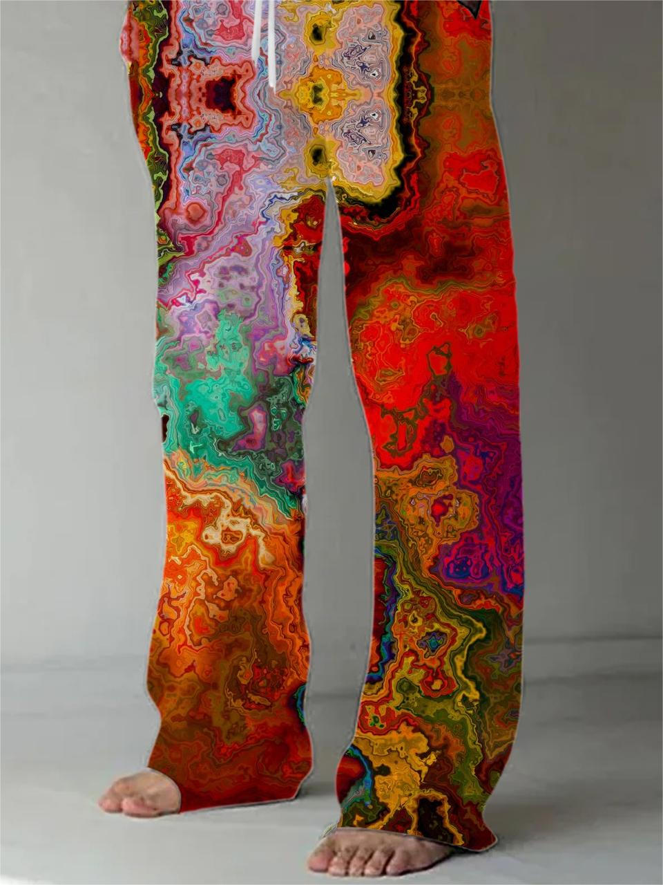 Abstract Men's Casual Elastic Waist Pants