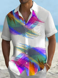 Abstract Gradient Print Short Sleeve Men's Shirts With Pocket