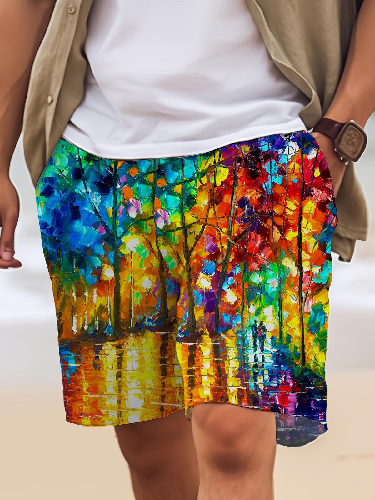 Oil Painting Men's Shorts With Pocket