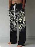 Abstract Animal Lion Graphic Prints Men's Casual Elastic Waist Pants